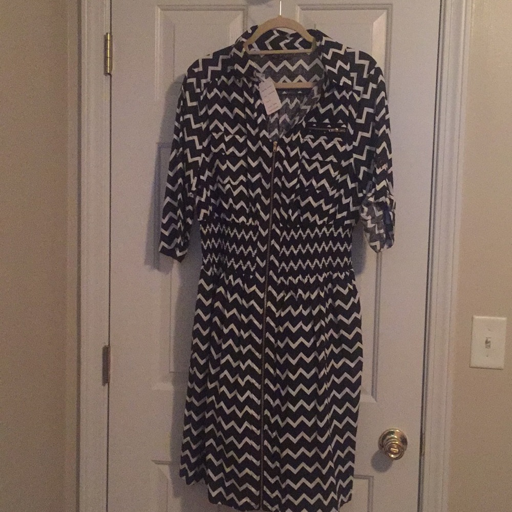 Black and White Shirt chevron patterned  dress